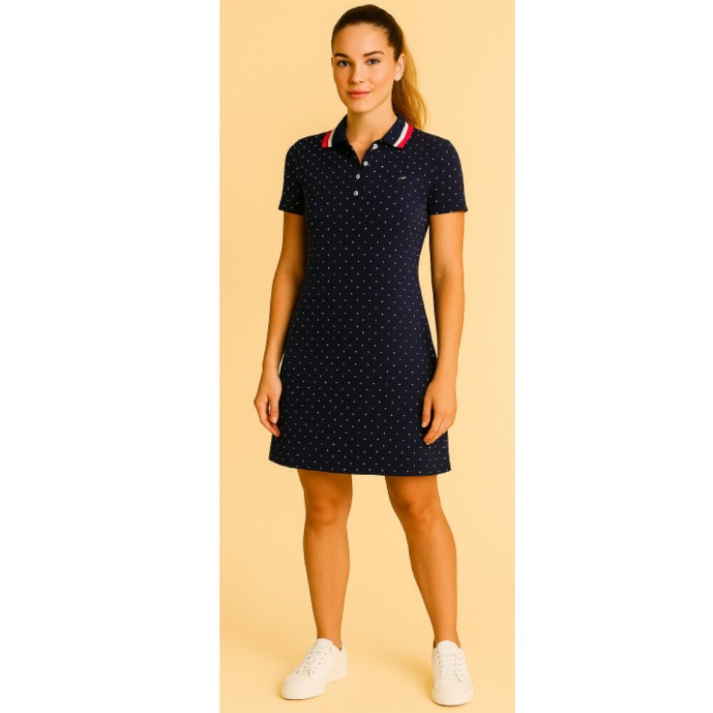 🇺🇸💙 Tommy Hilfiger navy and white polka dots collared polo dress 💙🇺🇸
